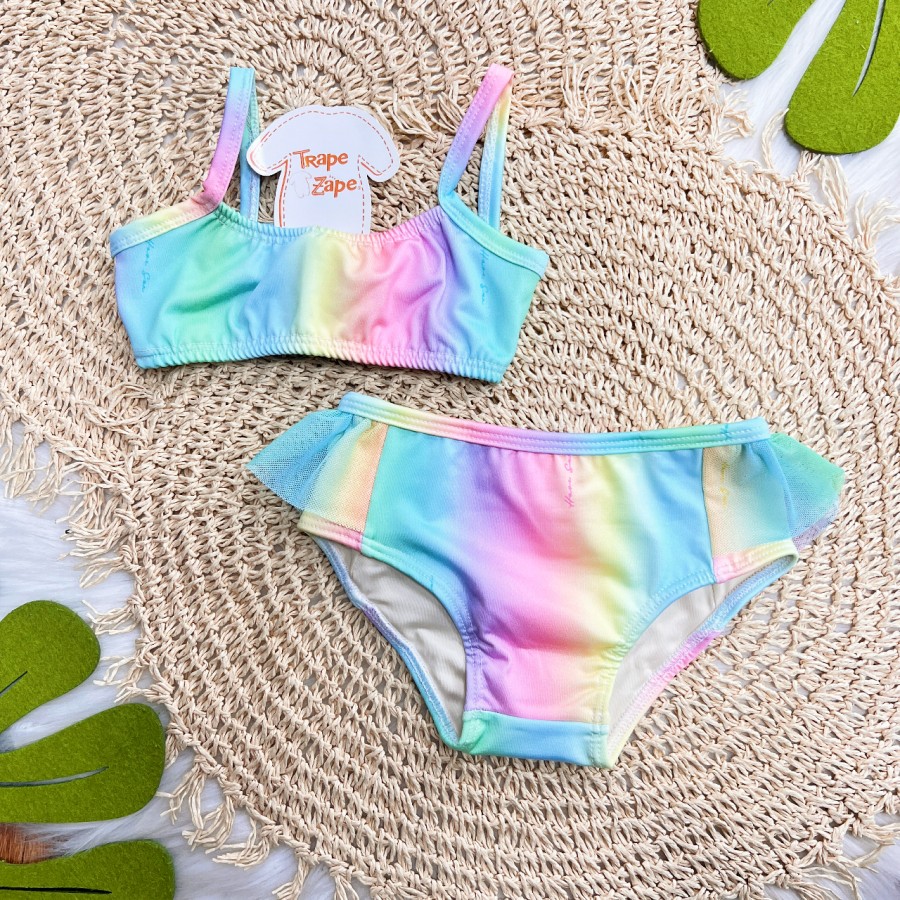 Linha Praia - Biquini com Proteção UV50+ Arco-íris - Colorido  